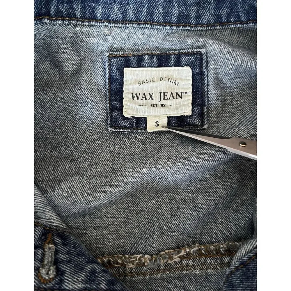 Wax Jean Floral Embroidered Distressed Denim Jacket Cowgirl Western Prairie Sz S - Picture 8 of 12